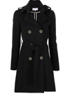 Patrizia Pepe Double-breasted Belted Trench Coat In Black