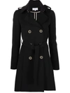 Patrizia Pepe Trench Coat In Mixed Cotton Technical Fabric In Black