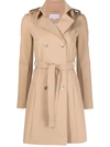 Patrizia Pepe Double-breasted Belted Trench Coat In Beige