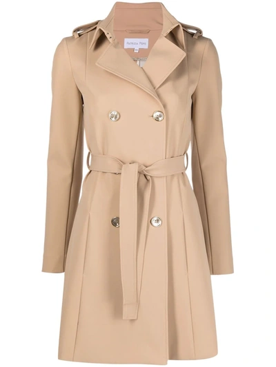 Patrizia Pepe Double-breasted Belted Trench Coat In Beige