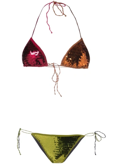 Oseree Oséree Microkini Sequin Embellished Bikini Set In Multicolor