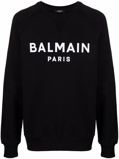 Balmain Black Organic Cotton Crewneck Sweatshirt