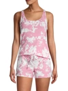Calvin Klein Women's 2-piece Tank Top & Shorts Pajama Set In Pink Tie Dye