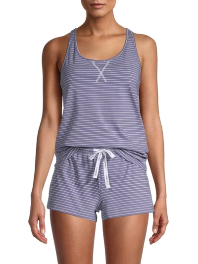 Calvin Klein Women's 2-piece Tank Top & Shorts Pajama Set In Blue Stripe