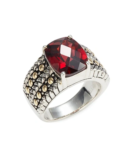 Effy Women's Sterling Silver, 18k Yellow Gold & Garnet Ring