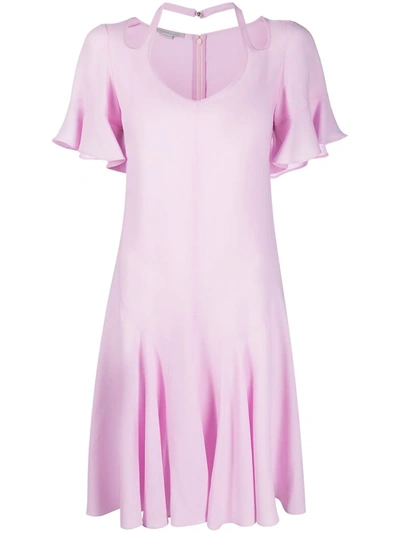 Stella Mccartney Viscose Midi Dress With Cut-out Details - Atterley In Pink & Purple