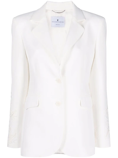 Ermanno Scervino Embroidered Floral Sleeve Blazer In Weiss