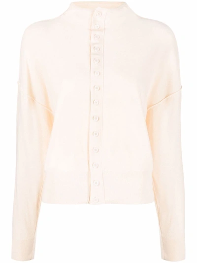 Lemaire Stand-up Collar Cardigan In White