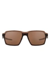 Oakley 58mm Polarized Rectangular Sunglasses In Matte Rootbeer/ Prizm Tungsten