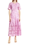 Loveshackfancy Edie Tie-dyed Lace-trimmed Cotton Midi Dress In Nocolor
