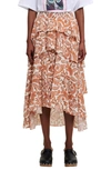 Maje Justy Paisley-print Cotton-voile Midi Skirt In Orange