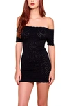 Hauty Women's Rayanne Seamless Off Shoulder Chemise With Heart Patterns In Black