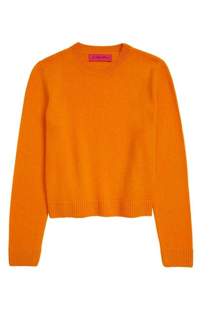 The Elder Statesman Crewneck Cashmere Crop Pullover In Orange