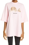 Palm Angels Headless Bear Oversize Cotton Graphic Tee In Pink