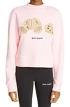 Palm Angels Bear-print Long-sleeved Fitted Cotton-jersey Sweatshirt In Almond Blossom Brown