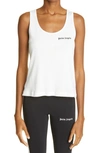 Palm Angels Logo-print Sleeveless Tank Top In White Black