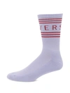 Versace Logo Crew Socks In Orchid Bordeaux