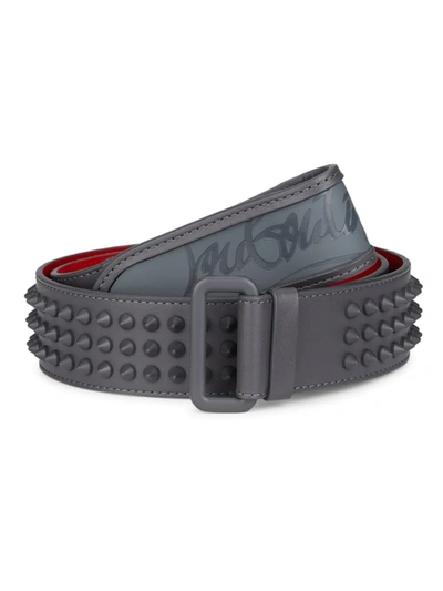 Christian Louboutin Loubi Spiked Leather Belt In Smoky