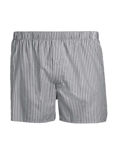 Hanro Men's Fancy Woven Cotton Boxers In Shaded Check