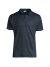 Onia Linen Polo Shirt In Deep Navy