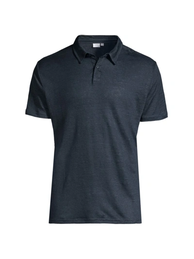 Onia Linen Polo Shirt In Deep Navy