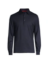 Isaia Men's Wool Evening Polo Shirt In Dark Blue