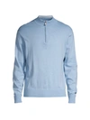 Peter Millar Crest Quarter-zip Sweater In Cottage Blue