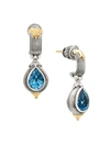 Konstantino Women's Delos 2.0 Pendulum 18k Gold, Sterling Silver & Blue Topaz Drop Earrings