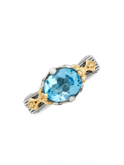 Konstantino Women's Delos 2.0 Prism 18k Gold, Sterling Silver & Blue Topaz Ring