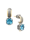 Konstantino Women's Delos 2.0 Utopia 18k Gold, Sterling Silver & Blue Topaz Drop Earrings