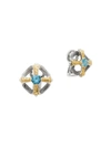 Konstantino Women's Delos 2.0 Crest 18k Gold, Sterling Silver & Blue Topaz Earrings