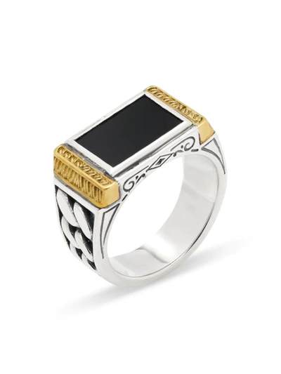 Konstantino Men's Orion Nebula Link Sterling Silver, Bronze & Onyx Ring