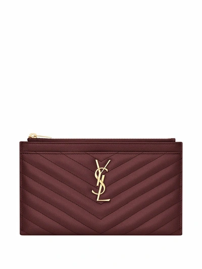 Saint Laurent 经典logo绗缝拉链小袋 In Red