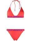 Off-white Logo Band Triangle Bikini In Red