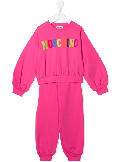 Moschino Kids' Logo-print Tracksuit Set In Pink