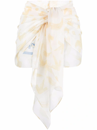 Off-white Arrows-motif Beach Skirt In White Beige Blue