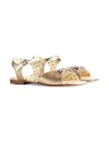 Gucci Horsebit Glitter-detail Sandals In Gold
