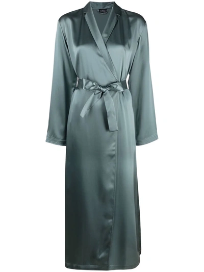 La Perla Women's Long Silk Dressing Gown In Green