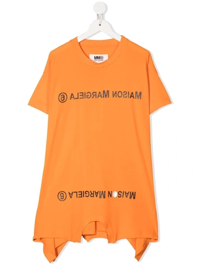 Mm6 Maison Margiela Kids' Branded T-shirt Dress Orange