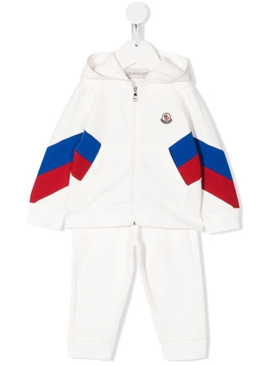 Moncler Babies' Stripe-detail Hooded Tracksuit In White