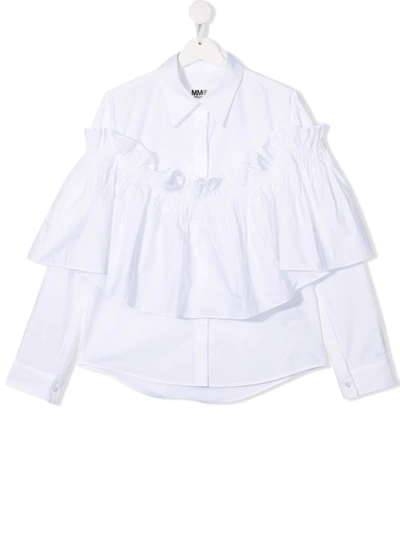 Mm6 Maison Margiela Teen Ruffle Detail Shirt In White | ModeSens