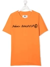 Mm6 Maison Margiela Teen Logo Print T-shirt In Orange