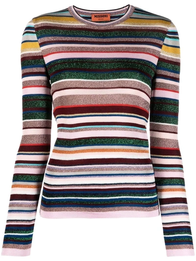 Missoni Metallic Striped Crochet-knit Jumper In Multicolor