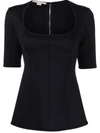 Stella Mccartney Square-neck Short-sleeve Top In Black