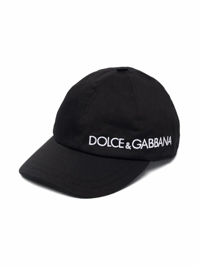 Dolce & Gabbana Kids' Logo-embroidered Cotton Cap In Black