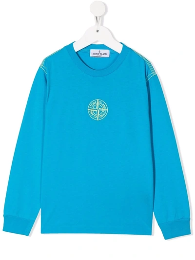 Stone Island Junior Kids' Compass Logo Sweatshirt In Blue