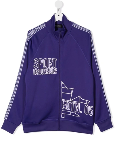 Dsquared2 Kids' Logo-print Zipped Jacket In Purple