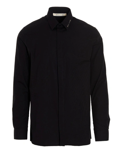Alyx 1017  9sm Man Logo-embellished Cotton-poplin Shirt In Black