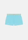 Versace Monogram Waistband Tech Swim Shorts In Blue