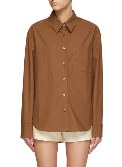 The Frankie Shop Lui Button-up Organic-cotton Shirt In Brown